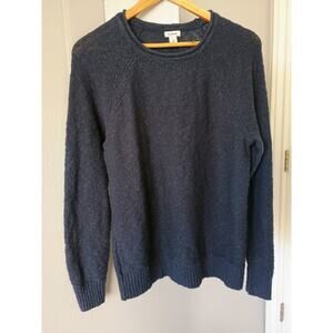 L.L.Bean Crewneck Blue Textured Knit Raglan quiet Luxury outdoorsy granola girl